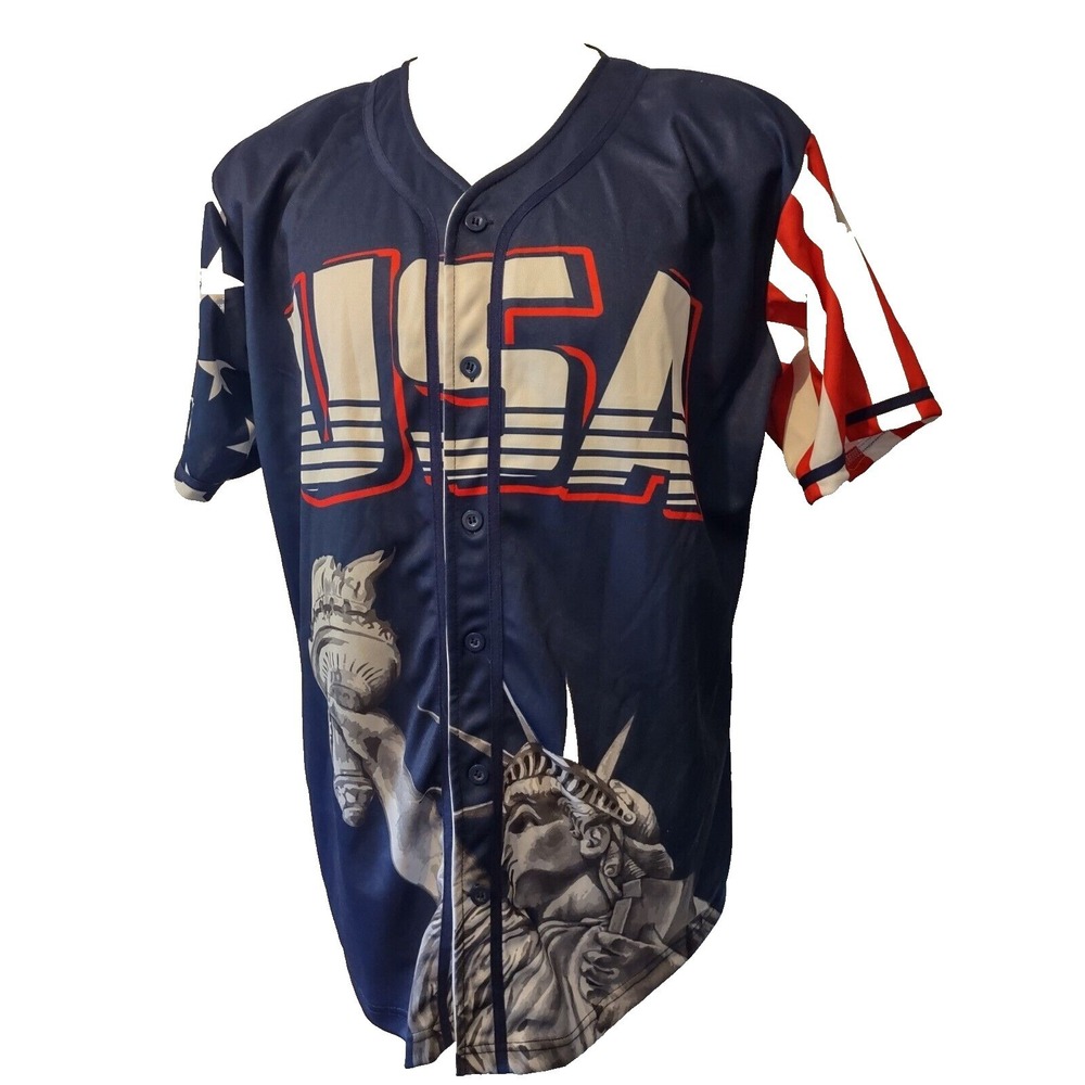 Greater Half Jersey Mens 2XL USA America 1 Statue of Liberty Patriotic Blokecore